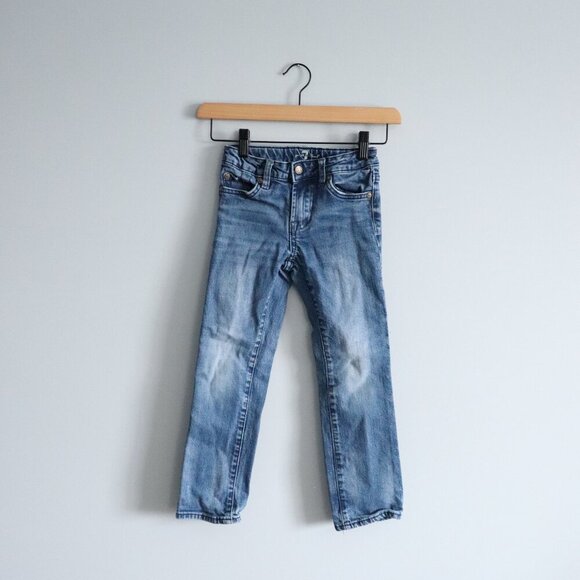 7 For All Mankind Kids Sz 6 Blue Light Wash Straight Leg 5-Pocket Stretch Jeans - Picture 1 of 11